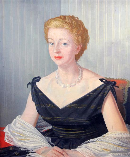 § Walter Thomas Monnington (1902-1976) Portrait of Mrs Jack Ranking 30 x 25in.